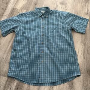 LL Bean Mens Traditional Fit Plaid Short Sleeve Button Down Shirt Mens Sz Large